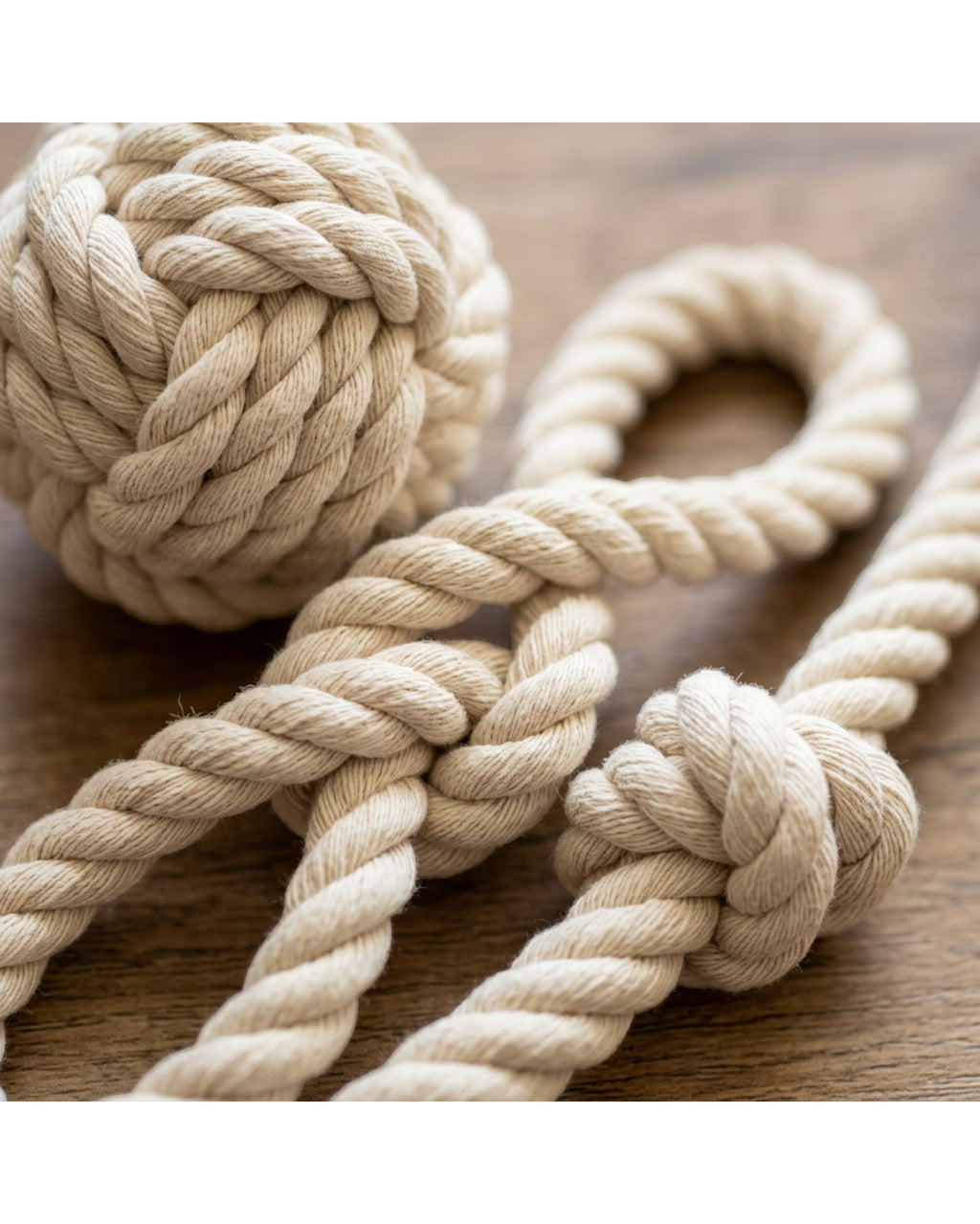 Gdfwn Cotton Rope Dog Toys Three Piece Natural - Detail view