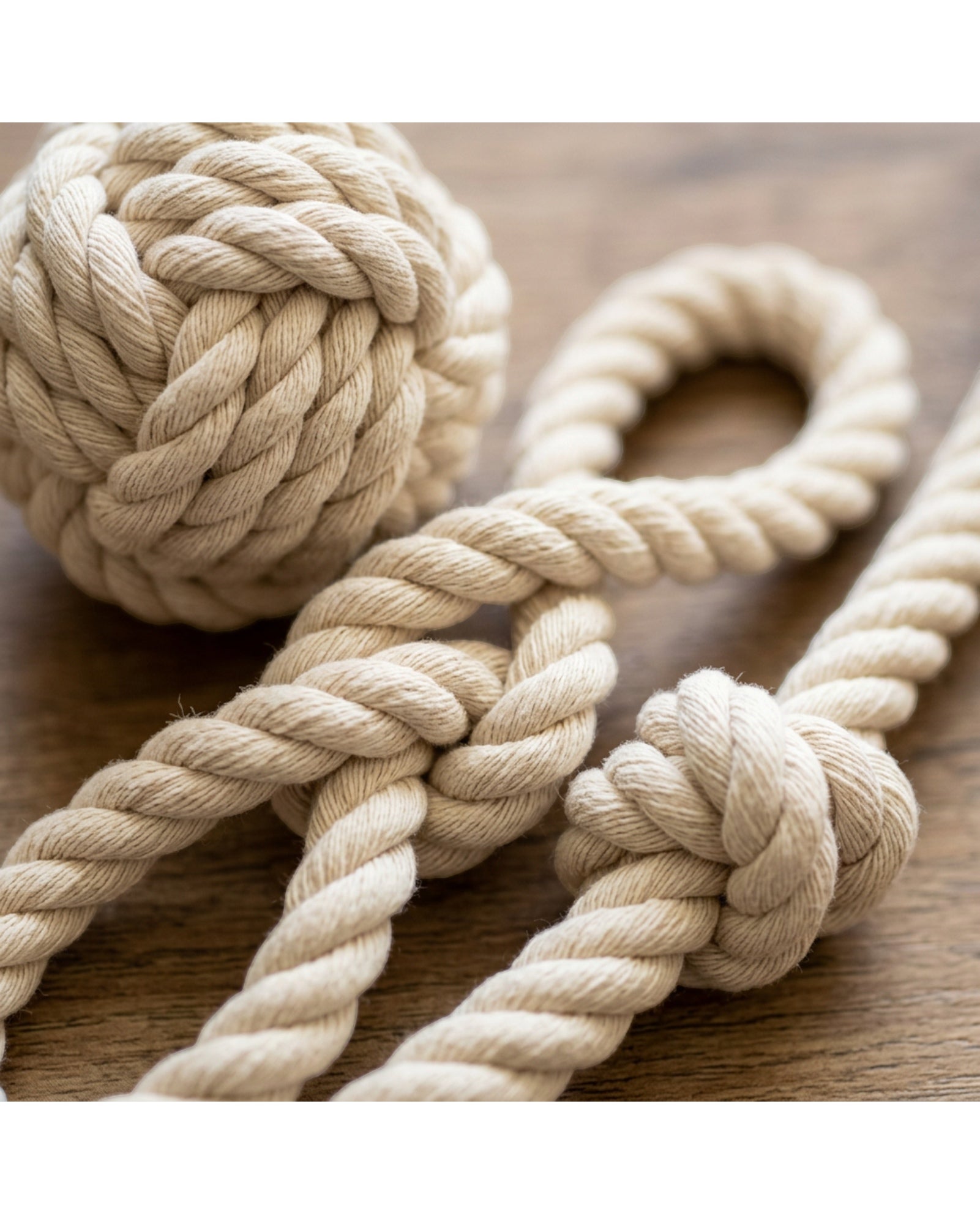 Gdfwn Cotton Rope Dog Toys Three Piece Natural - Detail view