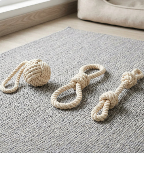 Gdfwn Cotton Rope Dog Toys Three Piece Natural - Lifestyle view