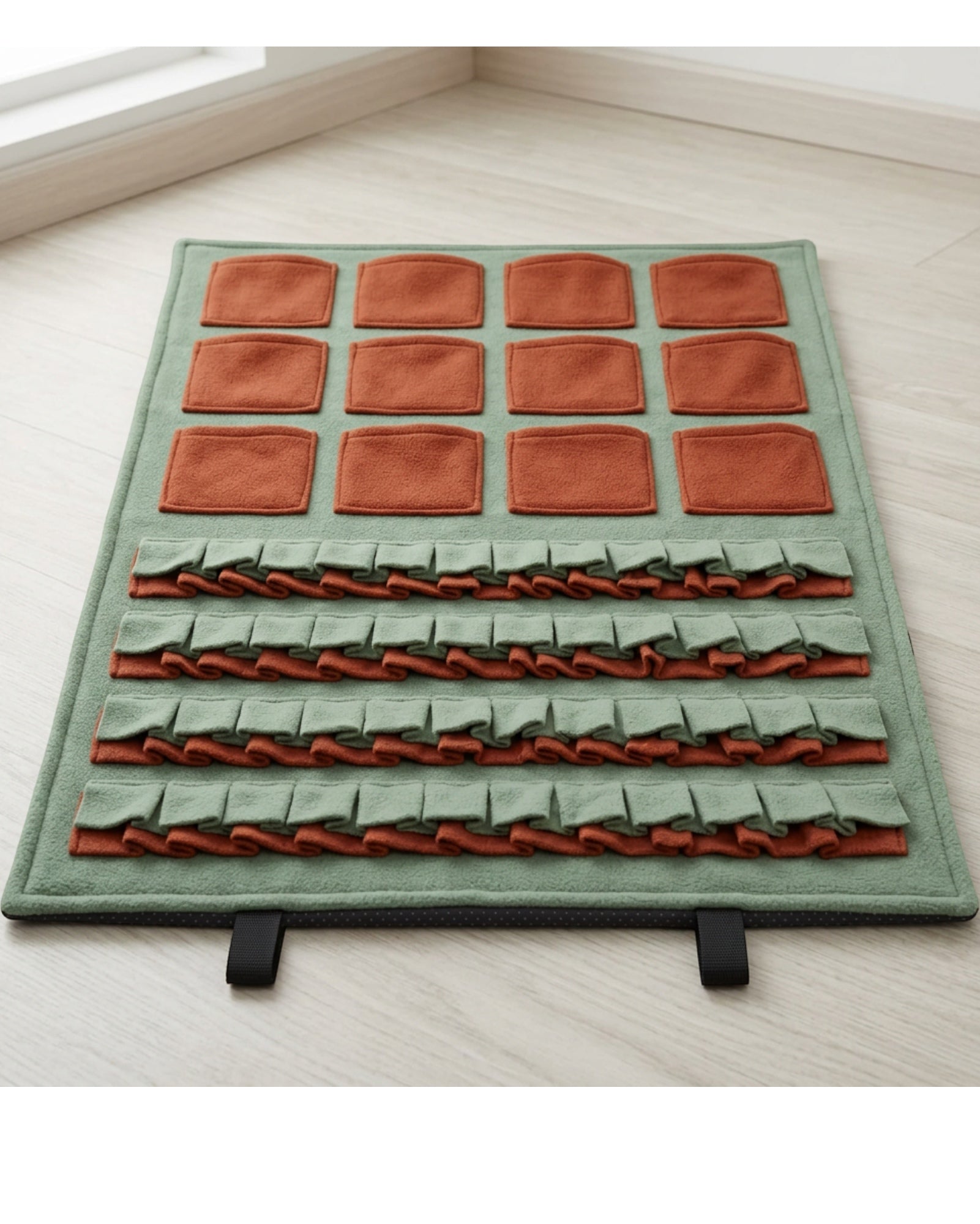 Gdfwn Fleece Treat-Pocket Activity Mat 70 x 50 cm Sage Rust - Lifestyle view
